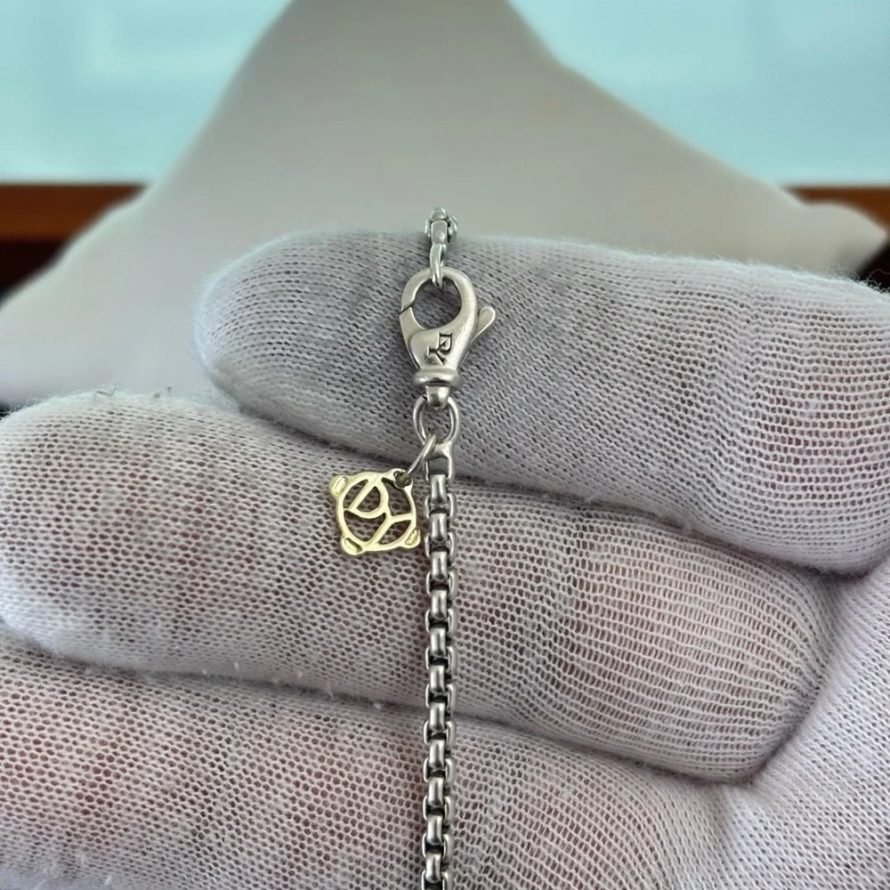 David Yurman 925 & 18k Gold 11mm Albion Pendant Necklace with Black Onyx 16" - Picture 3 of 11